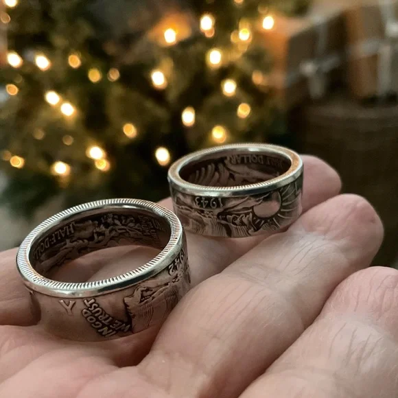 Silver 90% Coin Rings Bundle 2x Continental Silver